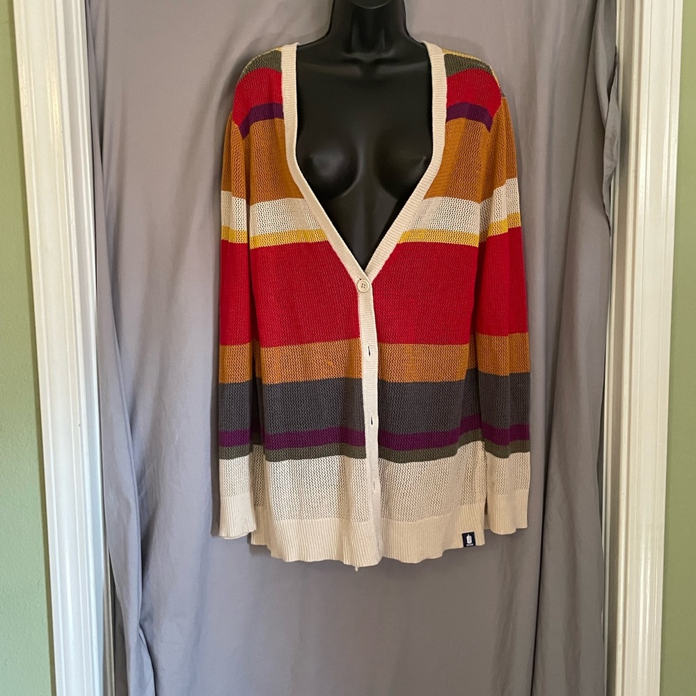 Fun color stripe light weight cardigan